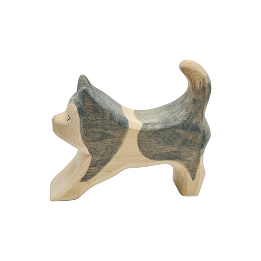 Handcrafted Open Ended Wooden Toy Farm Animal - Sled Running Husky Dog