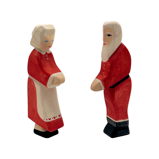 Handcrafted Open Ended Wooden Toy Figure Family - Mr. and Mrs. Claus (2 Pieces)