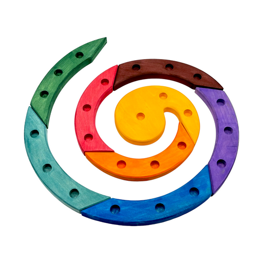 Handcrafted Open Ended Wooden Birthday Ring - Birthday Ring Advent Spiral Colored