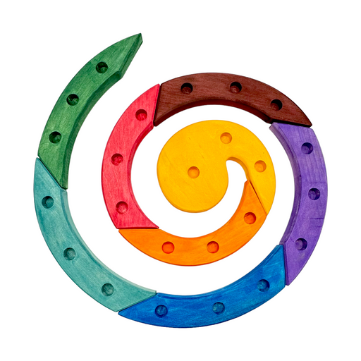 Handcrafted Open Ended Wooden Birthday Ring - Birthday Ring Advent Spiral Colored