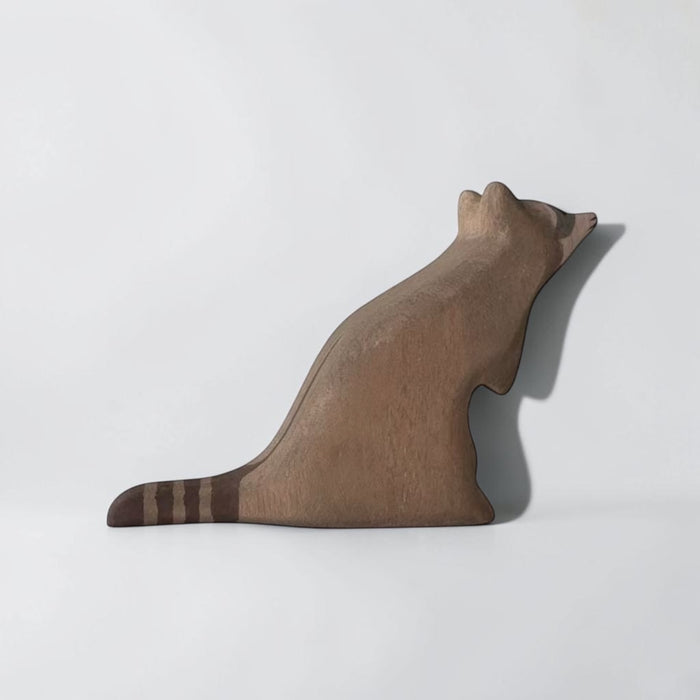Handcrafted Open-Ended Wooden Toy Animal – Adult Raccoon