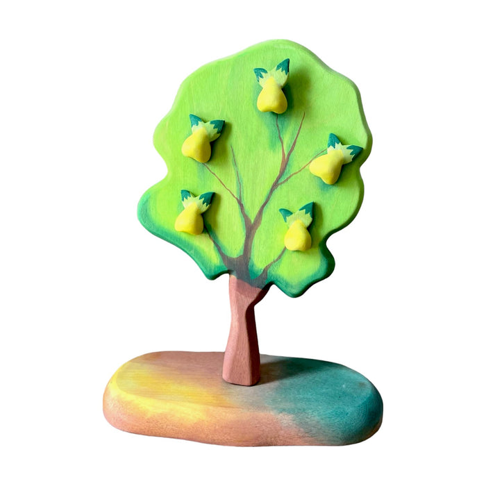 Handcrafted Open Ended Wooden Toy Tree and Landscaping - Pear Tree, Peach Tree, Pomegranate Tree