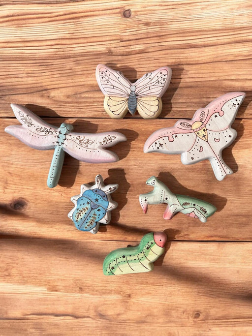 Handcrafted Open Ended Wooden Bugs Set (6 Pcs)