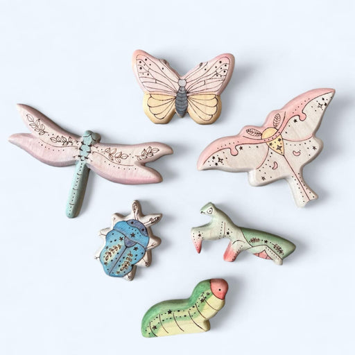 Handcrafted Open Ended Wooden Bugs Set (6 Pcs)