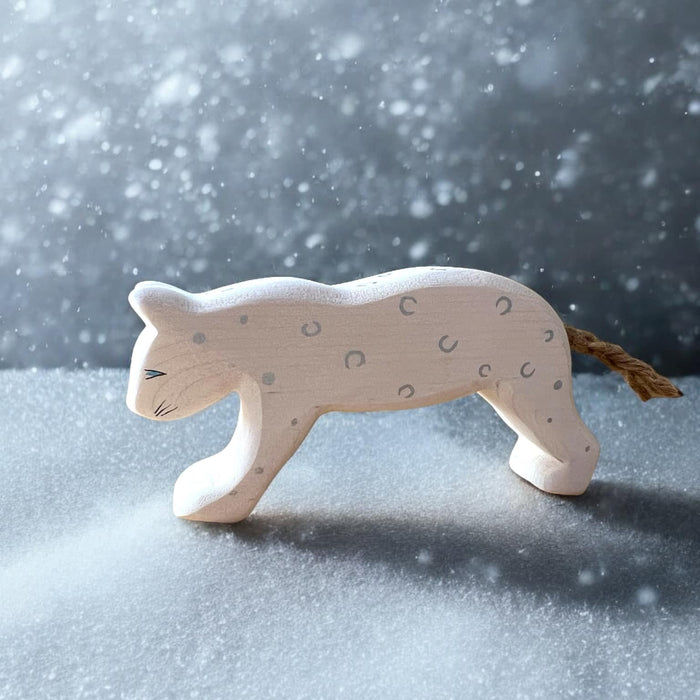 Handcrafted Open Ended Wooden Toy Animal - Snow Leopard