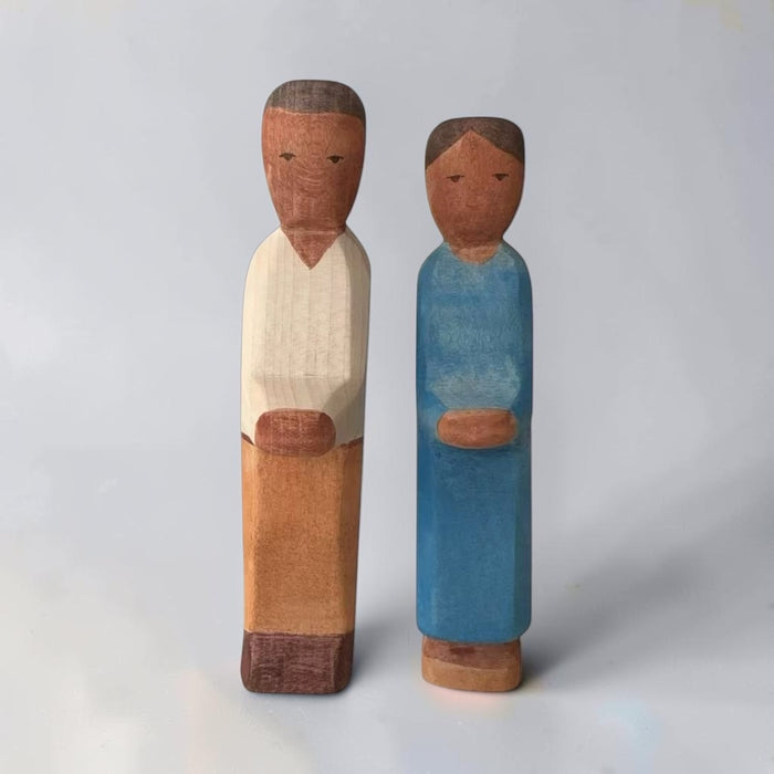 Handcrafted Open-Ended Wooden Toy Figure Family – Dark Skin Tone Mother