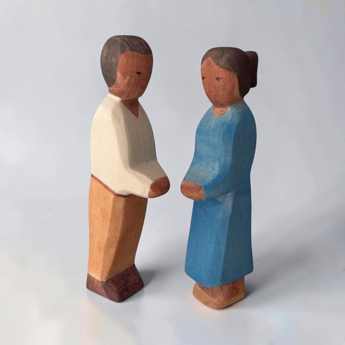 Handcrafted Open-Ended Wooden Toy Figure Family – Dark Skin Tone Mother