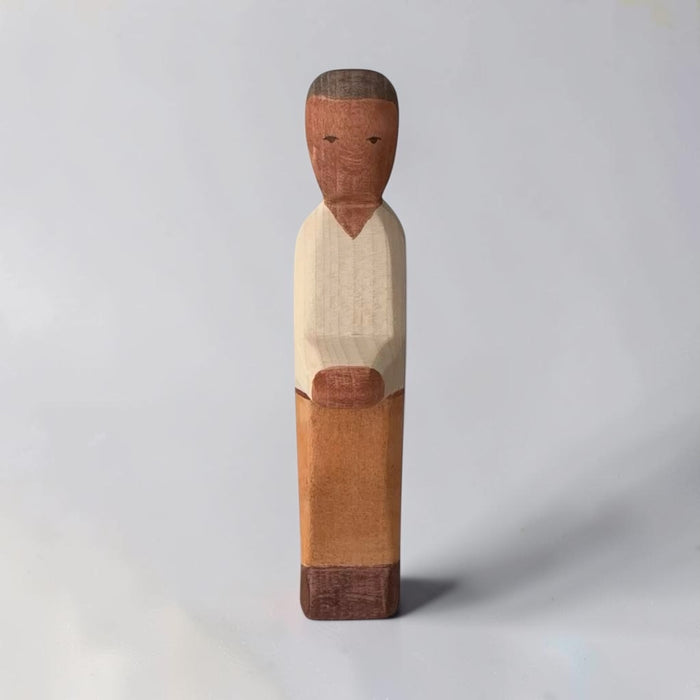 Handcrafted Open-Ended Wooden Toy Figure Family – Dark Skin Tone Father