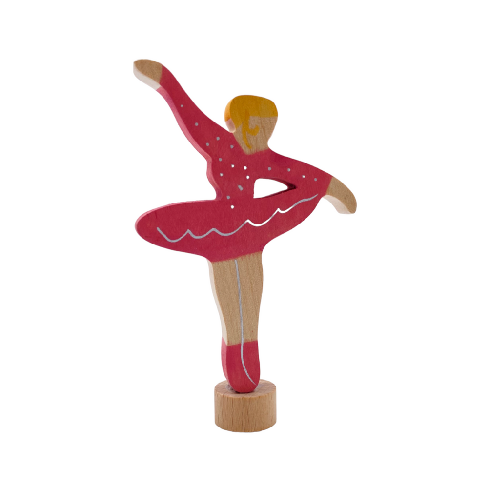 Handcrafted Open Ended Wooden Birthday Ring Ornament - Ballerina Pink