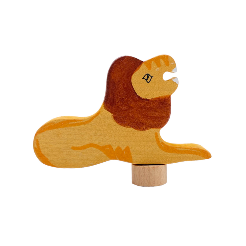 Handcrafted Open Ended Wooden Birthday Ring Ornament - Lion