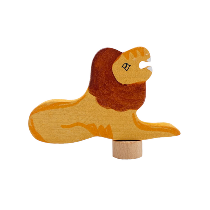 Handcrafted Open Ended Wooden Birthday Ring Ornament - Lion