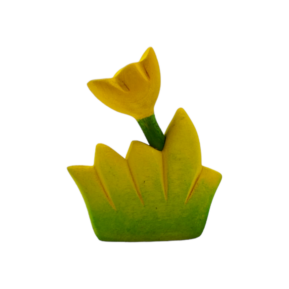 Handcrafted Open Ended Wooden Toy Tree and Landscaping - Grass with Yellow Flower Small