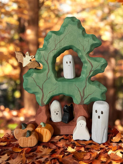 Handcrafted Open Ended Wooden Toy Tree and Landscaping - Large and Small Bird Tree