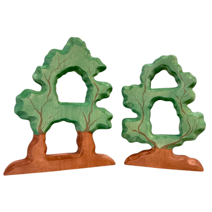 Handcrafted Open Ended Wooden Toy Tree and Landscaping - Large and Small Bird Tree