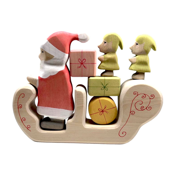 Handcrafted Open Ended Wooden Toy Holiday Set - 8 Pieces Christmas Set 2023