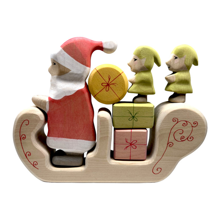 Handcrafted Open Ended Wooden Toy Holiday Set - 8 Pieces Christmas Set 2023