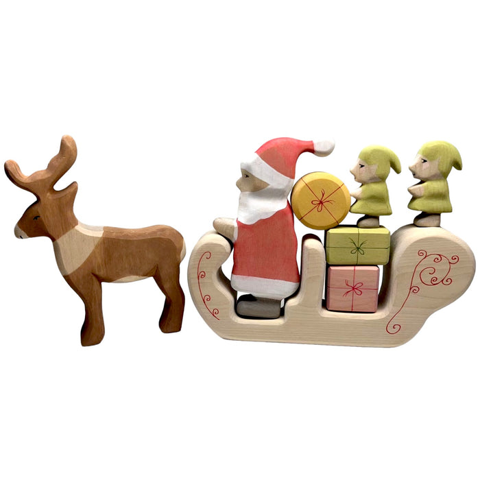Handcrafted Open Ended Wooden Toy Holiday Set - 8 Pieces Christmas Set 2023