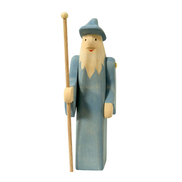 Handcrafted Open Ended Wooden Toy Figure Fairy Tale - Wizard with Staff