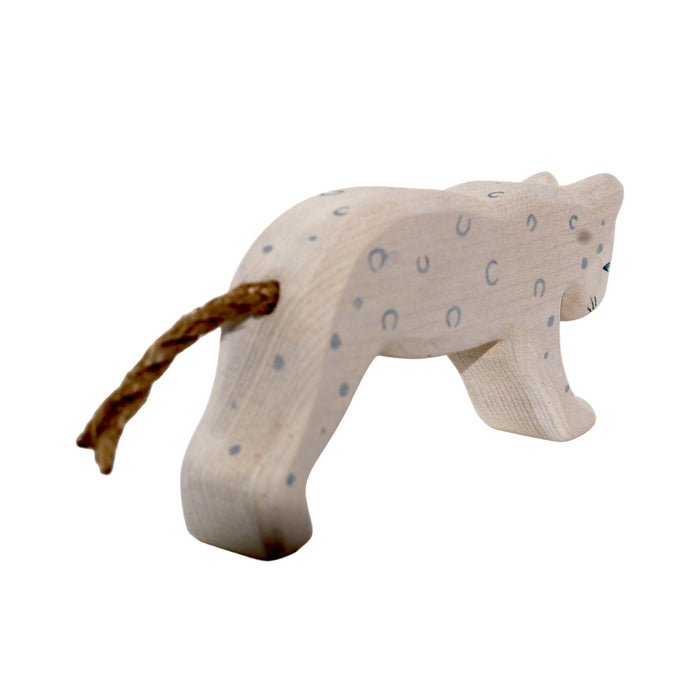 Handcrafted Open Ended Wooden Toy Animal - Snow Leopard