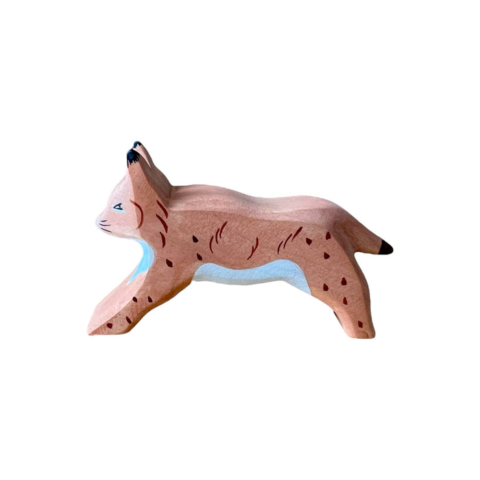 Handcrafted Open Ended Wooden Toy Animal - Sitting Lynx, Running Lynx