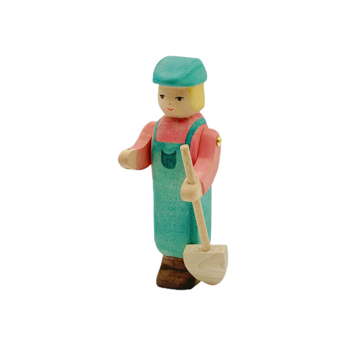 Handcrafted Open Ended Wooden Toy Figure Family - Zoo Keeper (without bucket)