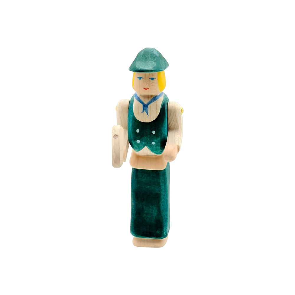Handcrafted Open Ended Wooden Toy Figure Family - Carpenter (Dark Green)