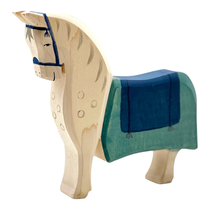 Handcrafted Open Ended Wooden Toy Figure Fairy Tale - Horse with Saddle