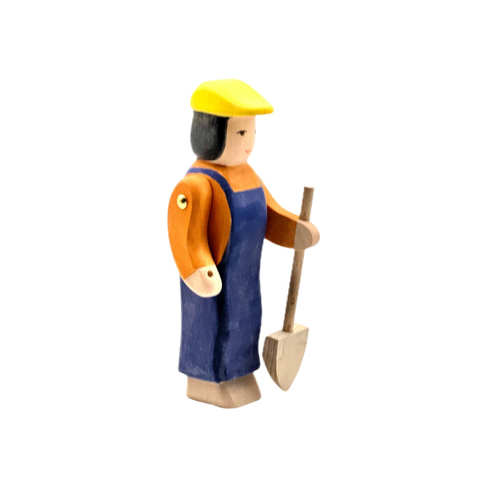 Handcrafted Open Ended Wooden Toy Figure Family - Construction Worker