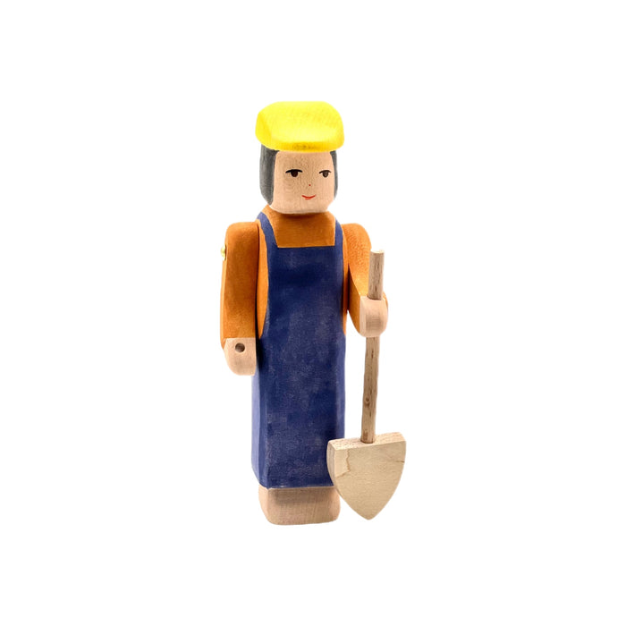 Handcrafted Open Ended Wooden Toy Figure Family - Construction Worker