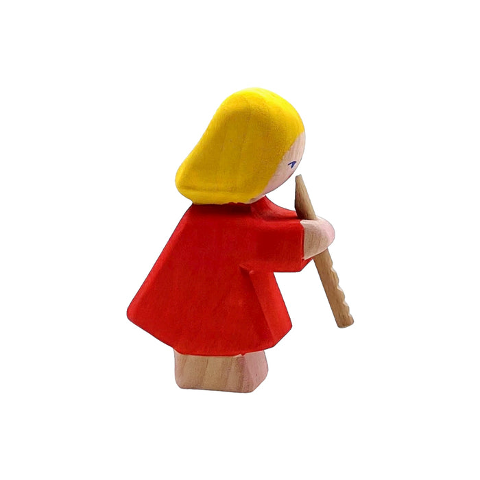 Handcrafted Open Ended Wooden Toy Figure Family - Girl Playing Flute