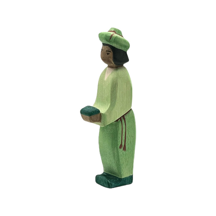Handcrafted Open Ended Wooden Toy Figure Fairy Tale - King green oriental