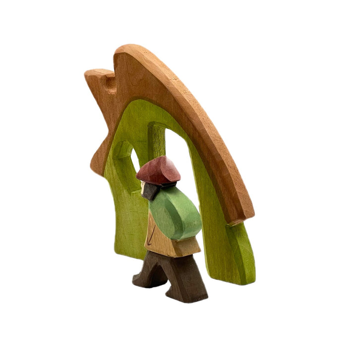 Handcrafted Open Ended Wooden Toy Figure Fairy Tale - Robber with House Set