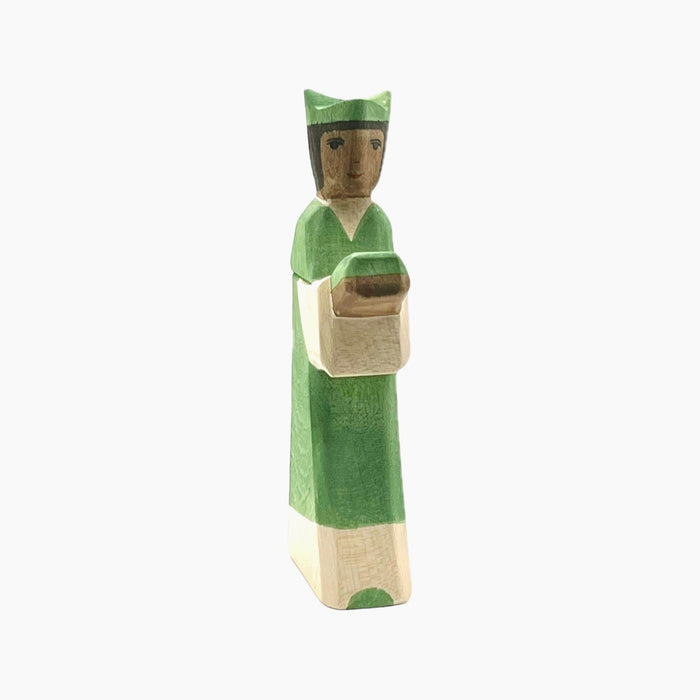Handcrafted Open Ended Wooden Toy Figure Fairy Tale - King green