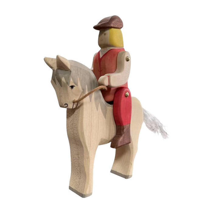 Handcrafted Open Ended Wooden Toy Figure Family - Horse Woman (Rider Only)