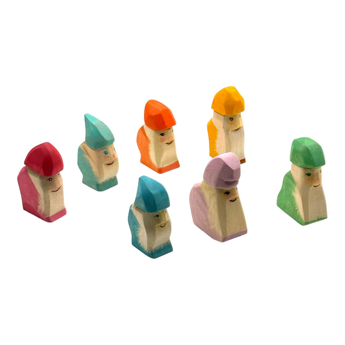 Handcrafted Open Ended Wooden Toy Figure Fairy Tale - Dwarfs 7 pieces