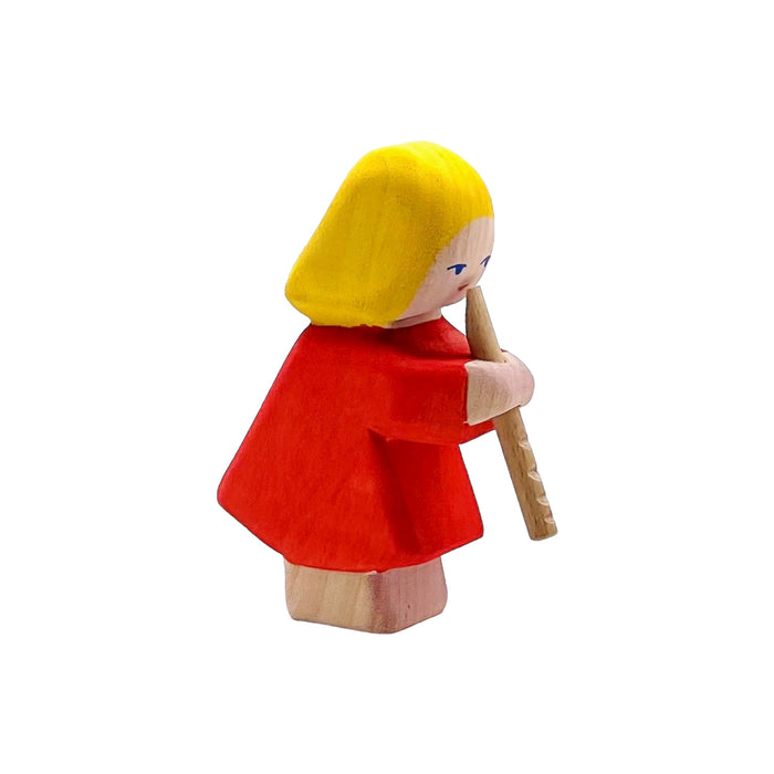 Handcrafted Open Ended Wooden Toy Figure Family - Girl Playing Flute