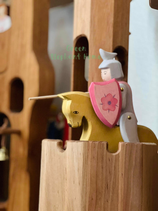 Handcrafted Open Ended Wooden Toy Figure Fairy Tale - Horse for Knight yellow