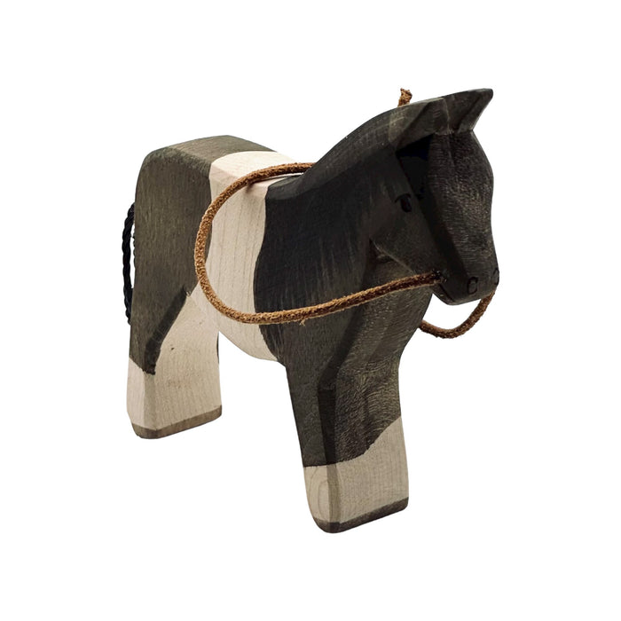 Handcrafted Open Ended Wooden Toy Farm Animal - Horse Dark Brown