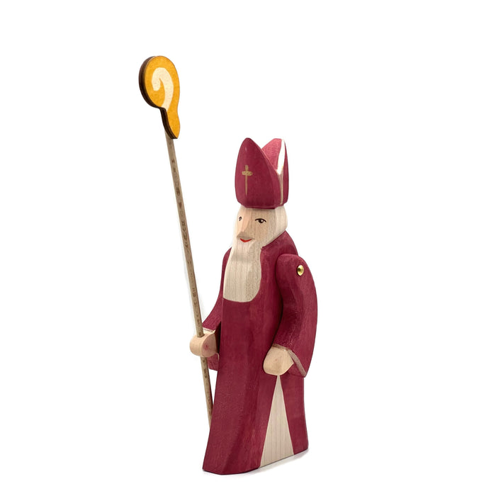 Handcrafted Open Ended Wooden Toy Figure Family - St Nicholas with Staff II