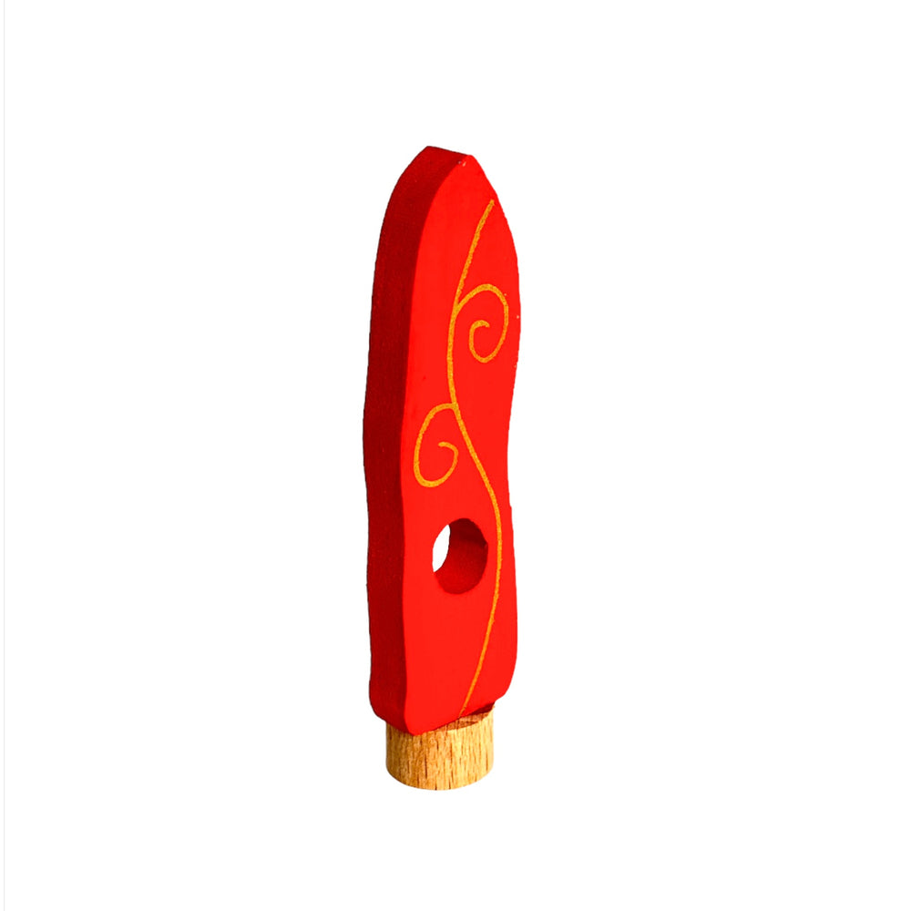 Handcrafted Open Ended Wooden Birthday Ring Ornament - Red Tower Drop