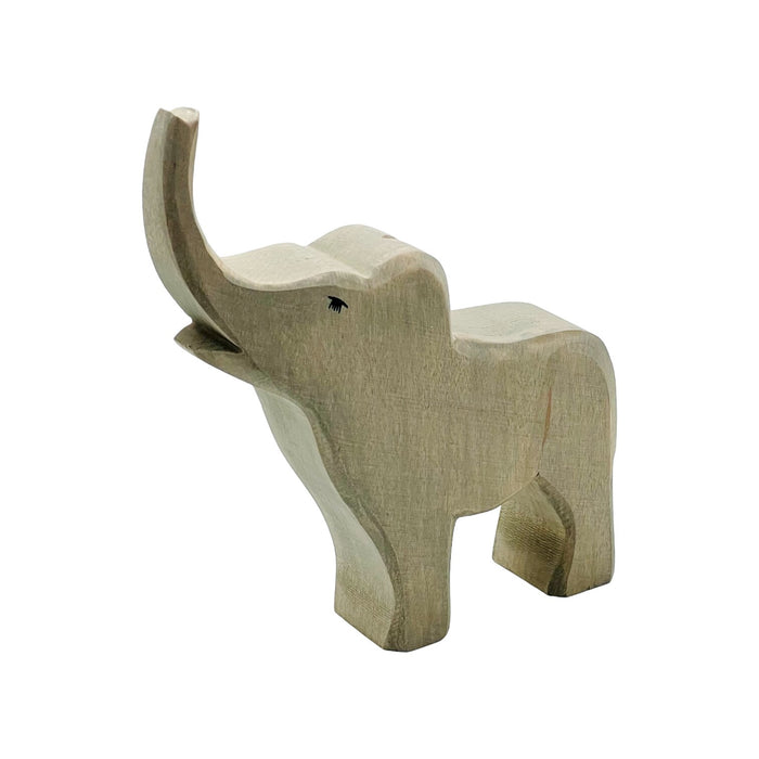Handcrafted Open Ended Wooden Toy Animal - Elephant Small Trumpeting