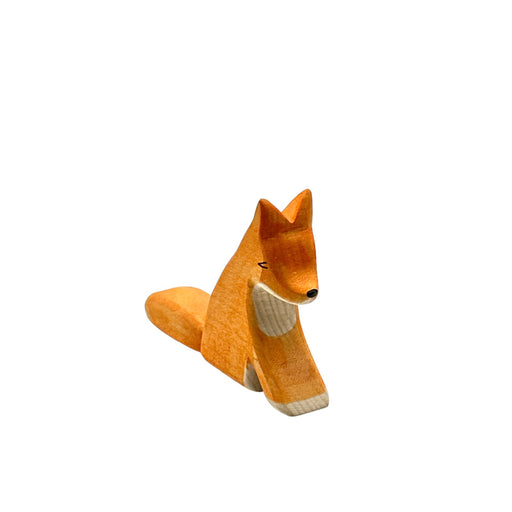 Handcrafted Open Ended Wooden Toy Animal - Fox sitting