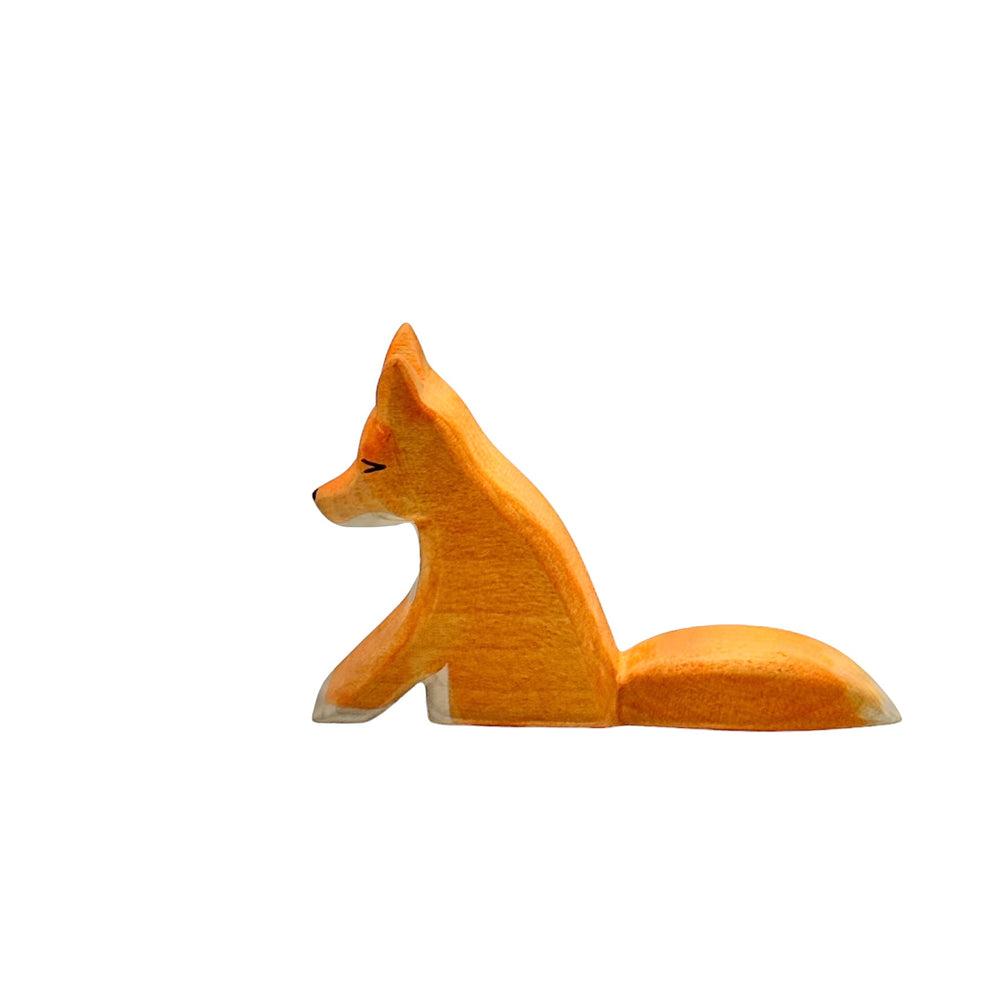 Handcrafted Open Ended Wooden Toy Animal - Fox sitting