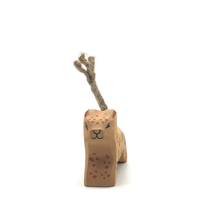 Handcrafted Open Ended Wooden Toy Animal - Leopard Small Running