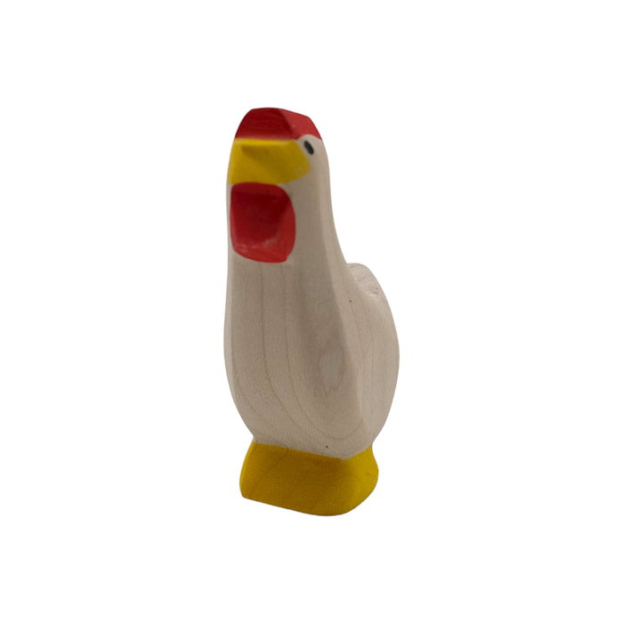 Handcrafted Open Ended Wooden Toy Farm Animal - Hen white up