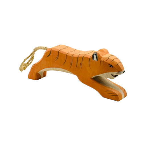 Handcrafted Open Ended Wooden Toy Animal - Tiger jumping