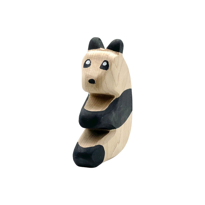 Handcrafted Open Ended Wooden Toy Animal - Panda Sitting