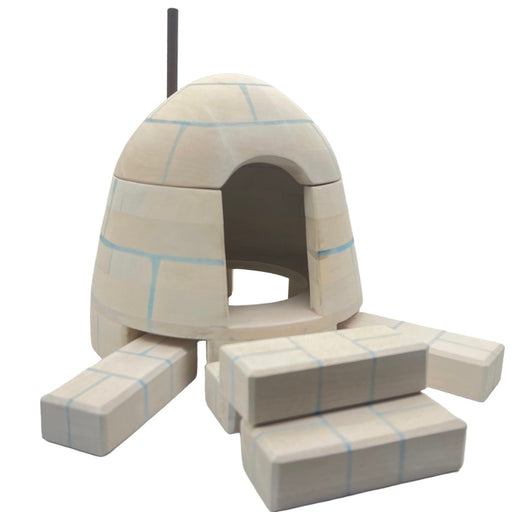 Handcrafted Open Ended Wooden Igloo with 5 Ice blocks Set