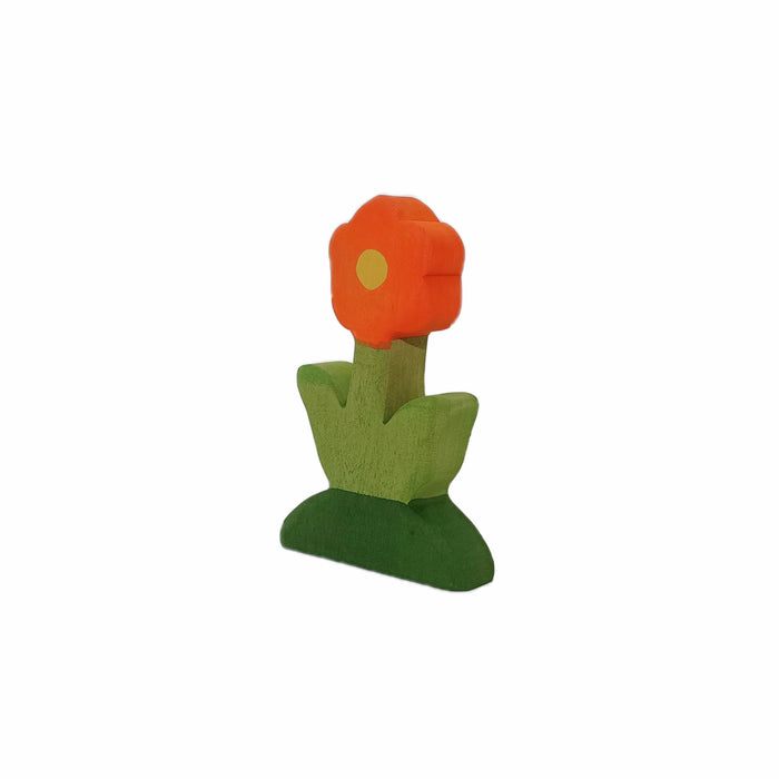 Handcrafted Open Ended Wooden Toy Tree and Landscaping - Orange flower