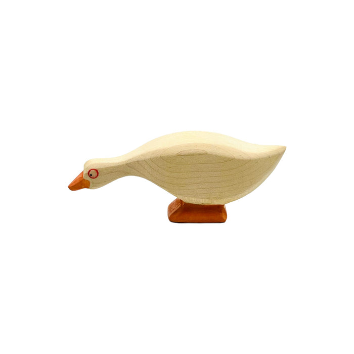 Handcrafted Open Ended Wooden Toy Farm Animal - Goose head low
